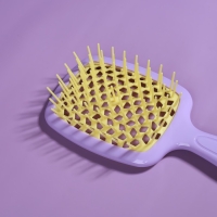 Расчёска массажная, широкая, вентилируемая, 8,5 &times; 20,5 см, PVC коробка, цвет сиреневый/жёлтый