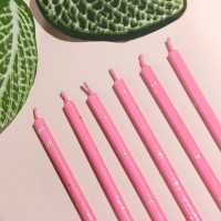 Набор свечей в торт, 6 штук "Исполнение желаний", 15 см, фуксия