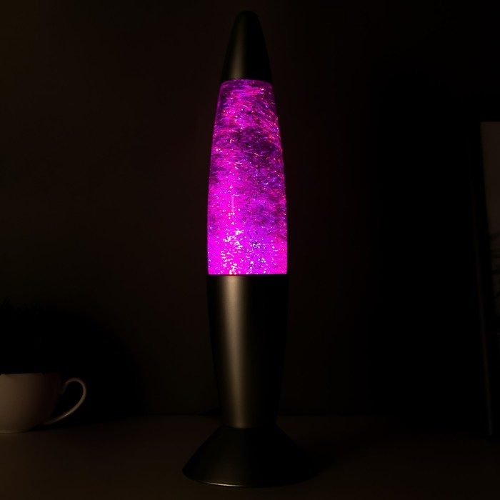 Светильник "Тайфун" LED, лава, блёстки, серебро 35,5 см RISALUX