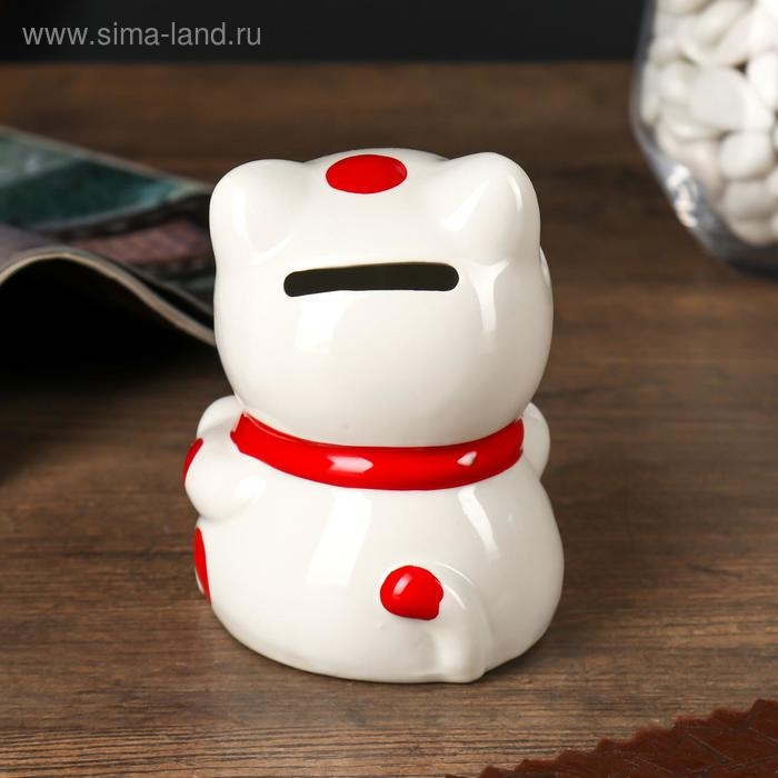 Копилка керамика "Манэки-нэко с сердечком" 9,5х7х7,5 см