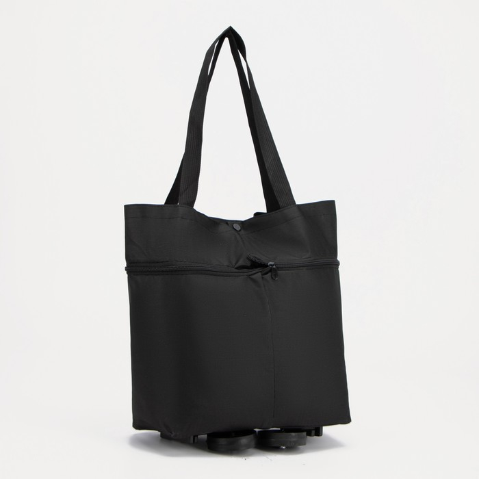 Сумка хозяйственная складная на 2х колёсах, на кнопке, цвет чёрный Сумка хозяйственная складная на 2х колёсах, на кнопке, цвет чёрный