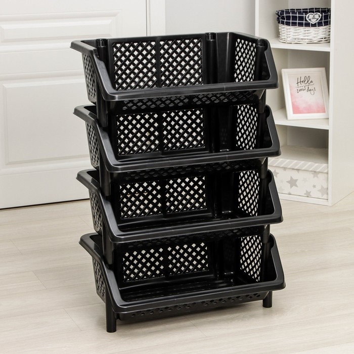 Этажерка напольная для хранения 4-х секционная &laquo;Эконом&raquo;, цвет МИКС