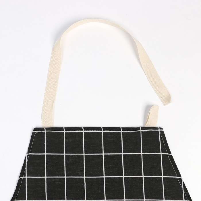 Фартук Экономь и Я Клетка.цвет черный, 56*70&plusmn;4см, 100% хл, рогожка