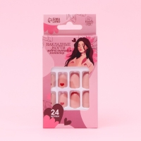 Накладные ногти «Любовь», 24 шт, клеевые пластины, форма квадрат, цвет глянцевый розовый/красный Накладные ногти «Любовь», 24 шт, клеевые пластины, форма квадрат, цвет глянцевый розовый/красный