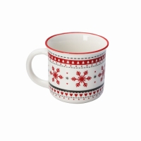 Кружка фарфоровая Доляна &laquo;Новый год. Снежинки&raquo;, 380 мл