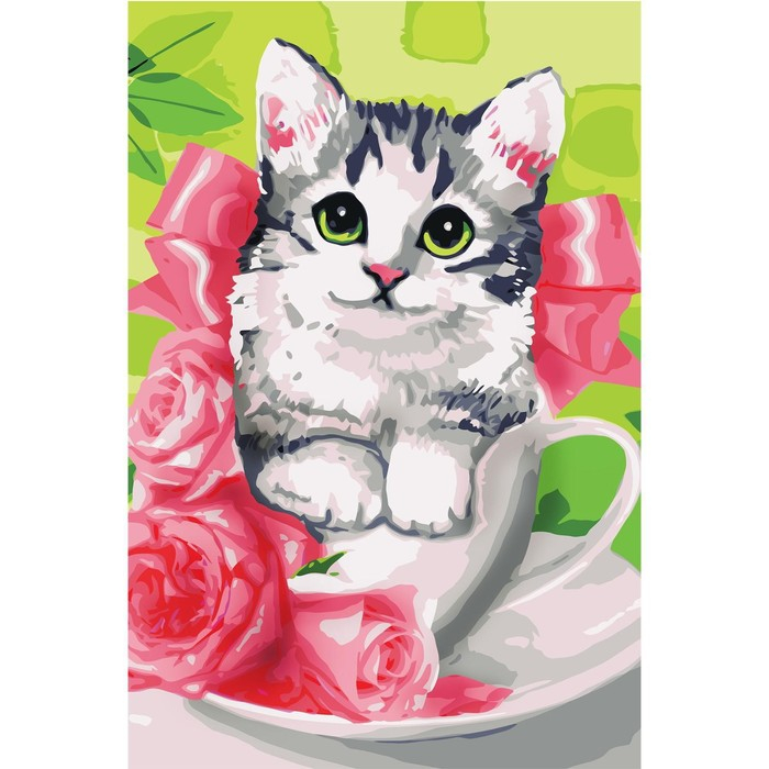 Алмазная мозаика с полным заполнением на холсте &laquo;Котёнок&raquo;, 20 х 30 см