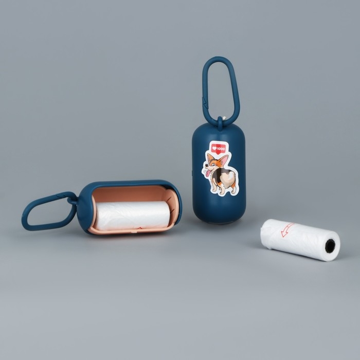 Контейнер с пакетами для уборки за собаками &laquo;Ставлю лайки&raquo;, цвет синий