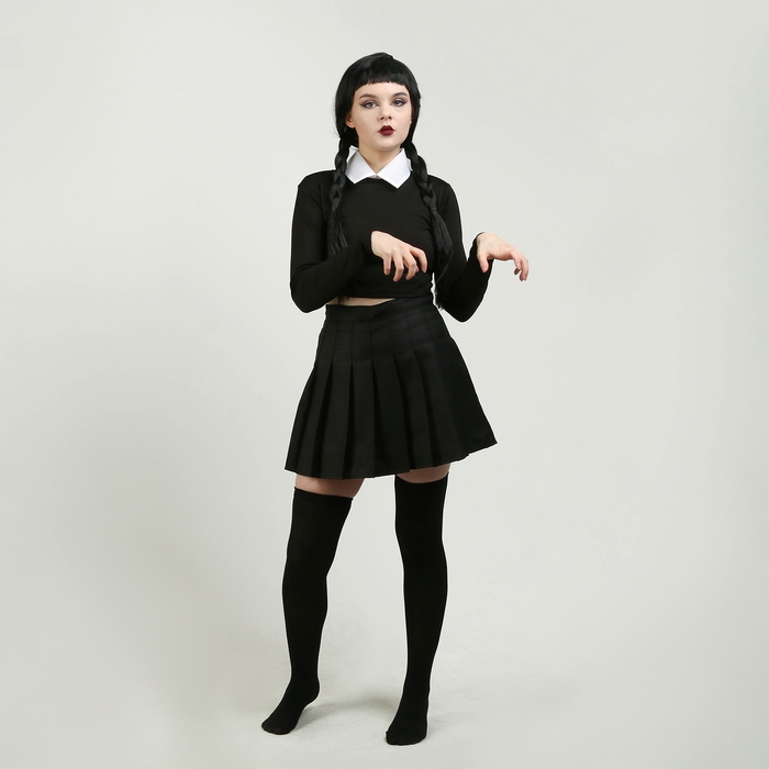 Карнавальный набор «Мрачная девчонка», р. S: парик, юбка, чулки, воротник Карнавальный набор «Мрачная девчонка», р. S: парик, юбка, чулки, воротник
