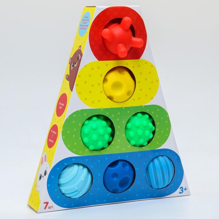 Подарочный набор развивающих мячиков &laquo;&lrm;Формы и цвета&raquo;, 7 шт., Крошка Я
