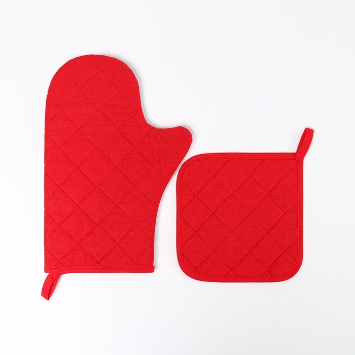 Набор кух. Доляна "Крепких объятий": прихватка 17х17 см, варежка-прихватка 20х28 см, 35%хл,