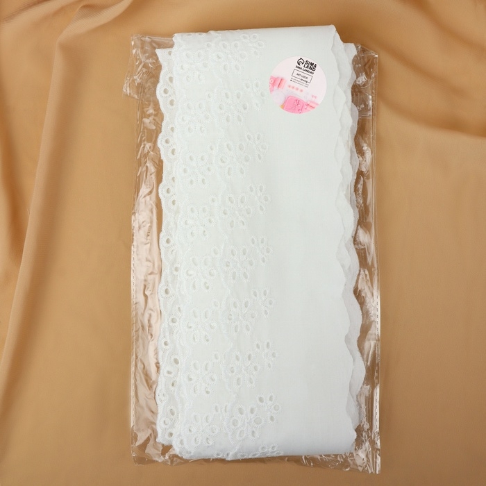 Кружево шитьё, 75 мм &times; 13 &plusmn; 1 м, цвет белый