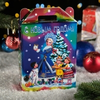 Новый год. Подарочная коробка "Сияние" серебро, 16,8 х 7 х 25см.