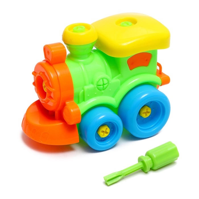 Конструктор винтовой &laquo;Паровозик&raquo;, с отвёрткой 18 деталей, МИКС