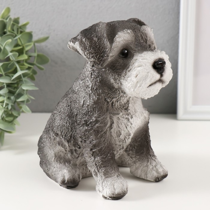 Фигурка  "Щеночек Миттель" высота 17 см, ширина 11,5 см, длина 16,5 см серо-черный