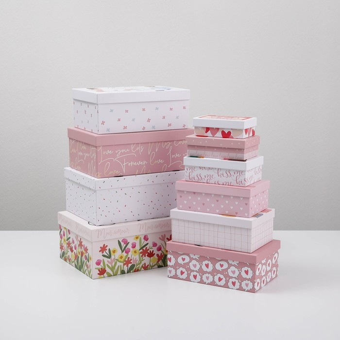 Набор коробок 10 в 1, упаковка подарочная, &laquo;LOVE&raquo;, 12 х 7 х 4 - 32.5 х 20 х 12.5 см