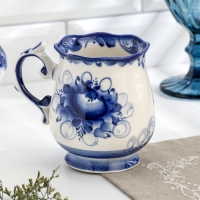 Кружка гжель «Утро», бело-синий,керамика, Кружка гжель «Утро», бело-синий,керамика,