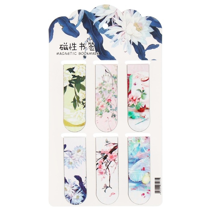 Набор магнитных закладок для книг Calligrata 6 штук, Набор магнитных закладок для книг Calligrata 6 штук, "Цветы", МИКС