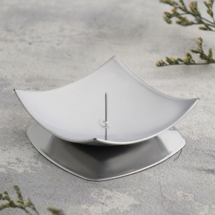 Подсвечник "Кварта" металл на одну свечу, 7х2,7 см, хром