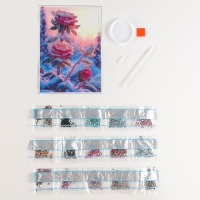 Алмазная мозаика на новый год с частичным заполнением на холсте &laquo;Розы&raquo;, 15 х 21 см, новогодний набор для творчества