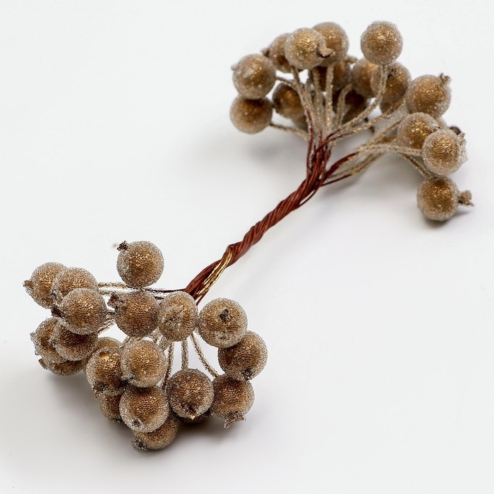 Новый год! Декоративные ягодки, золотого цвета, 7 &times; 6 &times; 7 см, 40 ягод