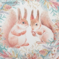 Салфетка новогодняя на стол &laquo;Белочки&raquo;, 30х30 см, оксфорд, полиэстер