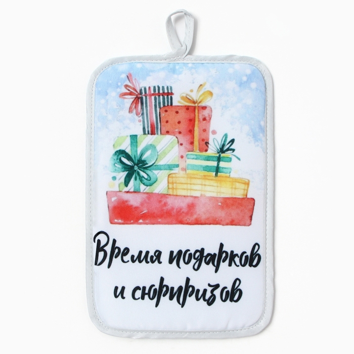 Новый год. Прихватка прямоугольная, 22х15см, МИКС, поролон 160г/м, пэ100%