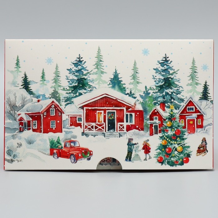 Коробка складная на 4 капкейка с окном &laquo;С Новым годом!&raquo;, 16 х 16 х 10 см, Новый год