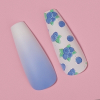 Накладные ногти «Черничка», 12 шт, с клеевыми пластинами, форма балерина, цвет белый/фиолетовый Накладные ногти «Черничка», 12 шт, с клеевыми пластинами, форма балерина, цвет белый/фиолетовый