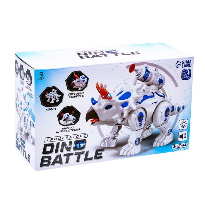Робот динозавр &laquo;Трицератопс&raquo; IQ BOT, интерактивный: стреляющий, звук, свет, на батарейках