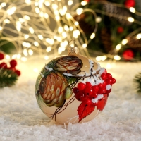 Шар "Рябина с шишками" 9,5 см Шар "Рябина с шишками" 9,5 см