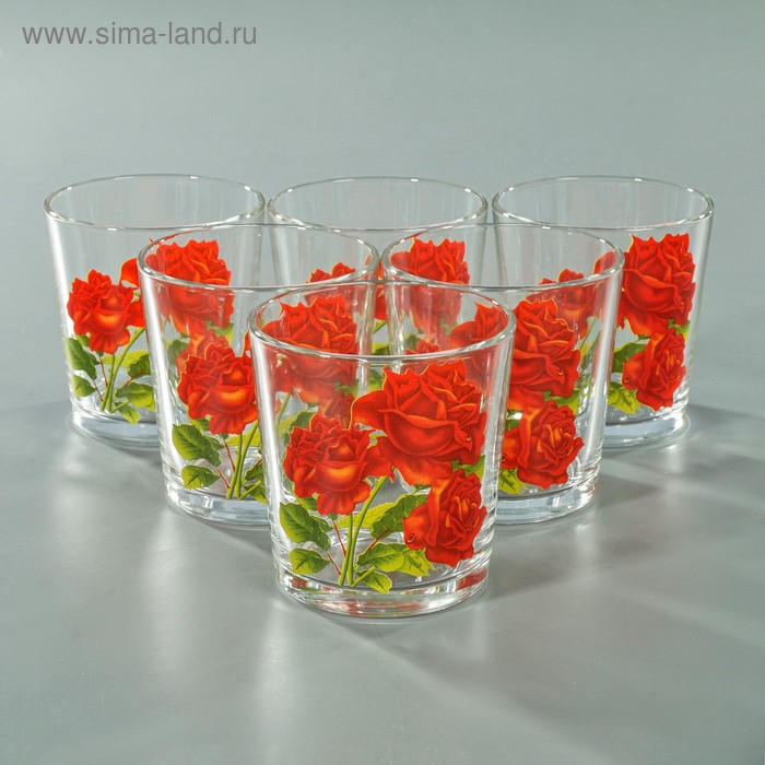 Набор стаканов для коктейля &laquo;Букеты&raquo;, 210 мл, 6 шт, рисунок МИКС