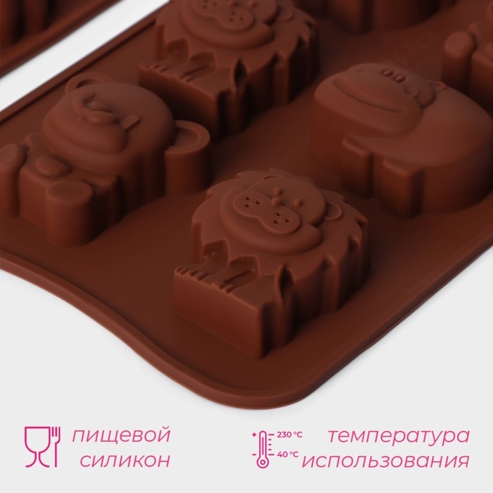 Набор форм для конфет и шоколада Доляна &laquo;Ассорти&raquo;, 3 шт, силикон, цвет коричневый