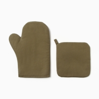 Кухонный набор Этель Kitchen, цвет зелёный, варежка-прихватка 18х29 см, прихватка 19х19 см