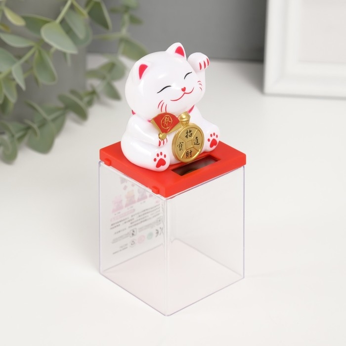 Маятник пластик Маятник пластик "Белый Манэки-нэко с веером и монеткой" 5х5х5 см