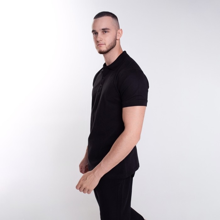 Футболка мужская поло, цвет чёрный, размер 50