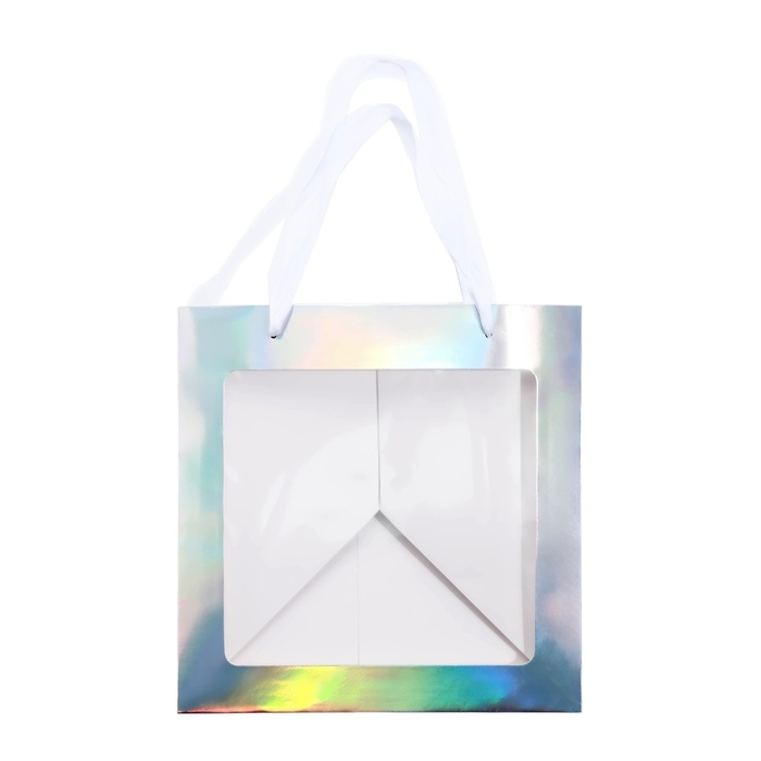 Пакет для торта с квадратным дном и окном, голографический, 25 х 25 х 25 см
