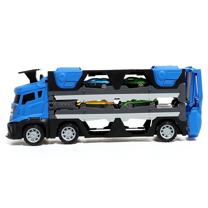 Парковка 2 в 1 Truck, 6 машинок, трансформируется в автотрек, звук, цвет синий Парковка 2 в 1 Truck, 6 машинок, трансформируется в автотрек, звук, цвет синий