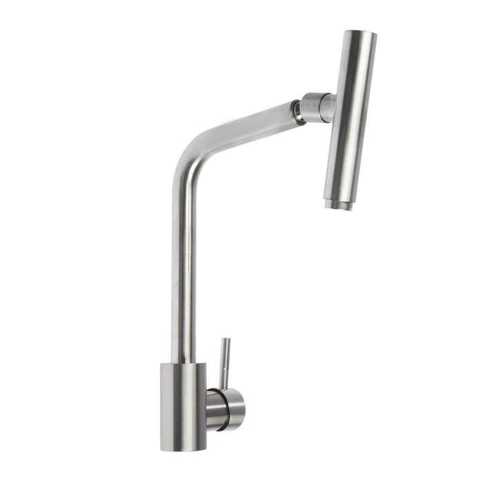 Смеситель для кухни ZEIN ZS-1, "микрофон", картридж 35 мм, нержавеющая сталь, сатин