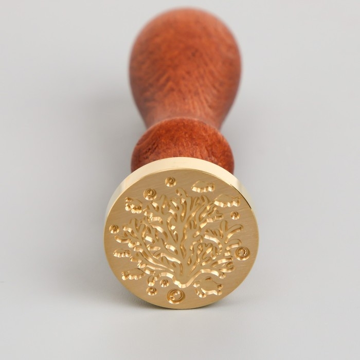 Печать для сургуча с деревянной ручкой Печать для сургуча с деревянной ручкой "Рыбки и кораллы" 9х2,5х2,5 см