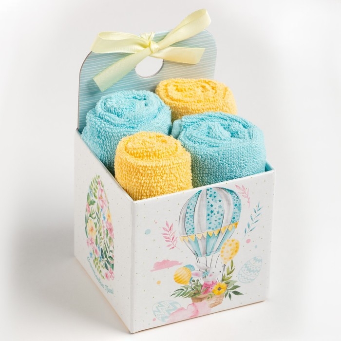 Набор декоративных махровых салфеток Этель «Светлая пасха» 30х30 см-4шт, хлопок, 340 г/м2 Набор декоративных махровых салфеток Этель «Светлая пасха» 30х30 см-4шт, хлопок, 340 г/м2