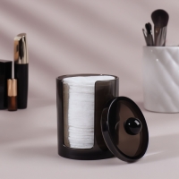 Органайзер для ватных дисков, с крышкой, d = 7 × 11,5 см, цвет полупрозрачный/чёрный Органайзер для ватных дисков, с крышкой, d = 7 × 11,5 см, цвет полупрозрачный/чёрный