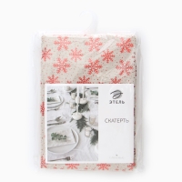 Скатерть Этель Снежинки 140*180 &plusmn;5 см, 80% п/э 20% лен, 120гр/м2