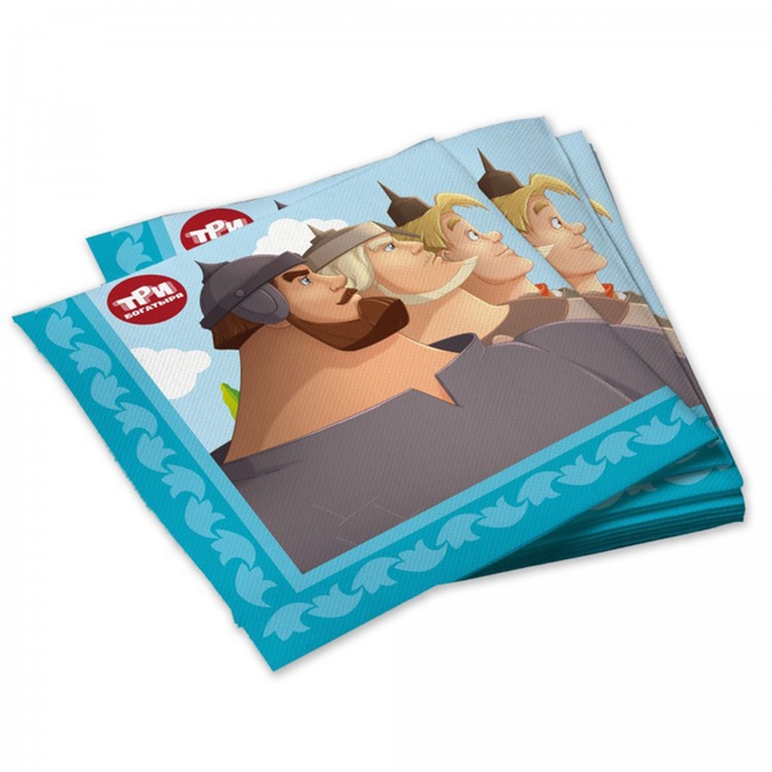 Салфетки бумажные трёхслойные «Три Богатыря», 33х33 см, набор 20 шт. Салфетки бумажные трёхслойные «Три Богатыря», 33х33 см, набор 20 шт.