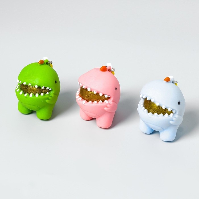 Мялка &laquo;Зубастый чудик&raquo; на брелоке, набор 3 штуки, цвет МИКС