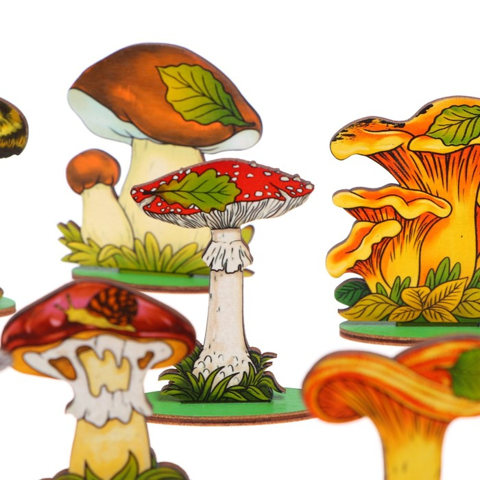 Набор &laquo;Грибы на подставке&raquo; в деревянной коробке, 36 деталей