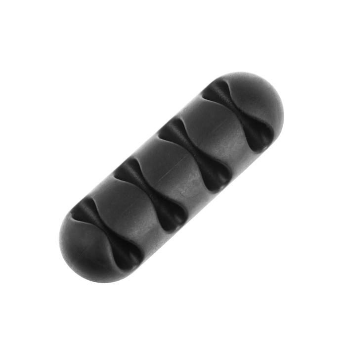 Держатель проводов TORSO, самоклеящийся, 4 деления, 6.5&times;2 см, черный