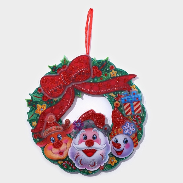 Декоративное светящиеся украшение (подвеска) Декоративное светящиеся украшение (подвеска) "Новогодний венок" 32х31 см