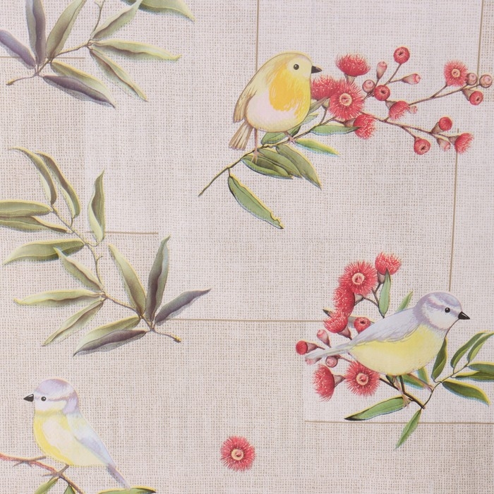 Клеёнка на стол Доляна &laquo;Птички&raquo;, на нетканой основе, ширина 137 см, толщина 0,2 мм, рулон 20 м