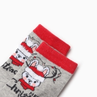 Новый год. Носки махровые детские, цвет серый, размер 14-16