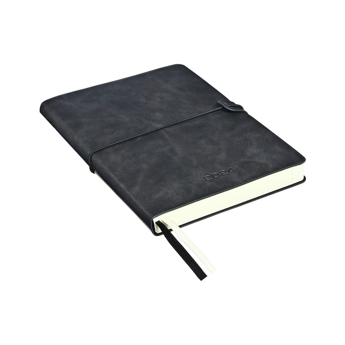 Ежедневник датированный 2024 A5 176 листов, deVENTE.Saltos, мягкая обложка из искусственной кожи, ляссе, кремовый блок 70 г/м2, чёрный